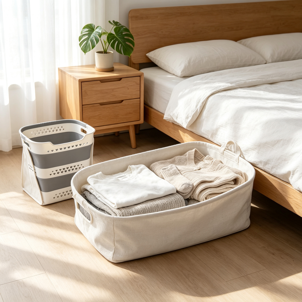 🧺 Home Storage | Foldable Plastic Laundry Basket | Space-Saving Design for Modern Homes