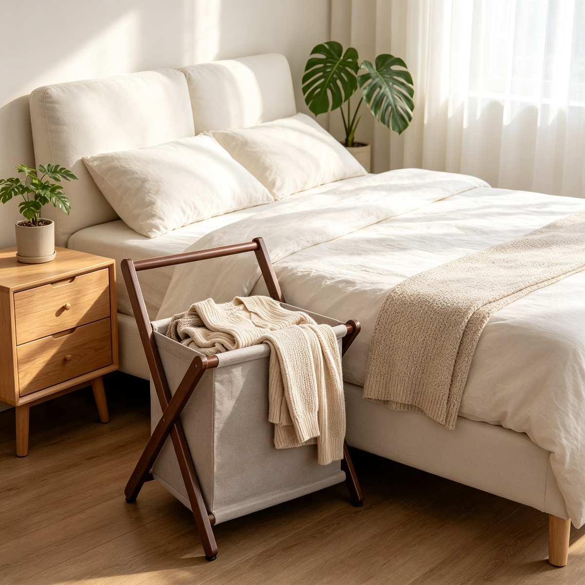 🧺 Home Storage | Cotton Fabric Organizer | Stylish Laundry Solution for Modern Bedrooms