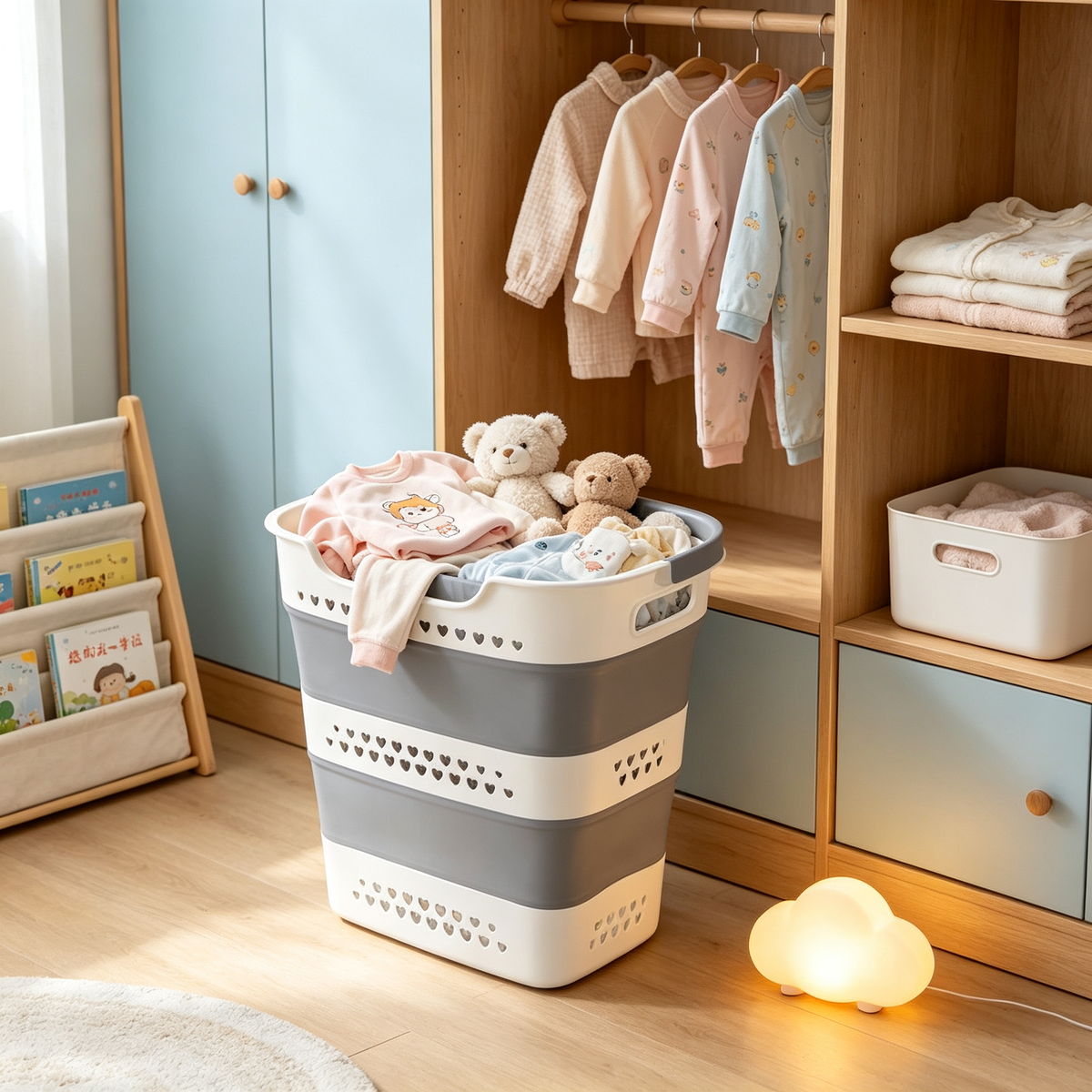 🧺 Home Storage | Foldable Plastic Laundry Basket | Space-Saving Design for Modern Homes