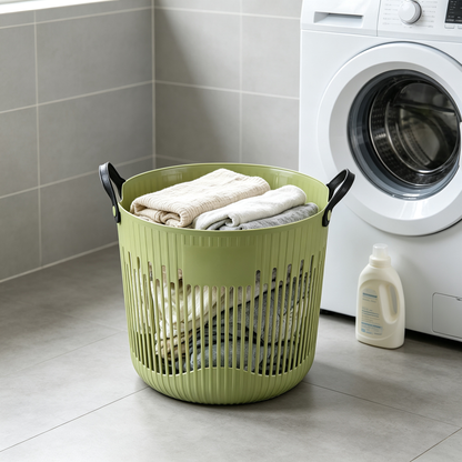 🧺 Home Essential | Plastic Laundry Basket | Ventilated Storage Solution for Modern Homes