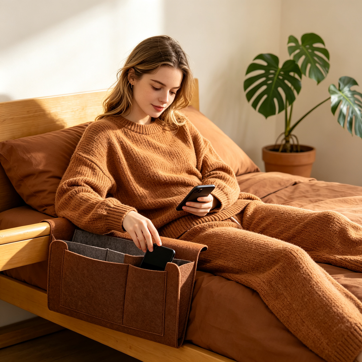 ✨ Space-Saving | Felt Bedside Organizer | Smart Storage Solution for Modern Homes