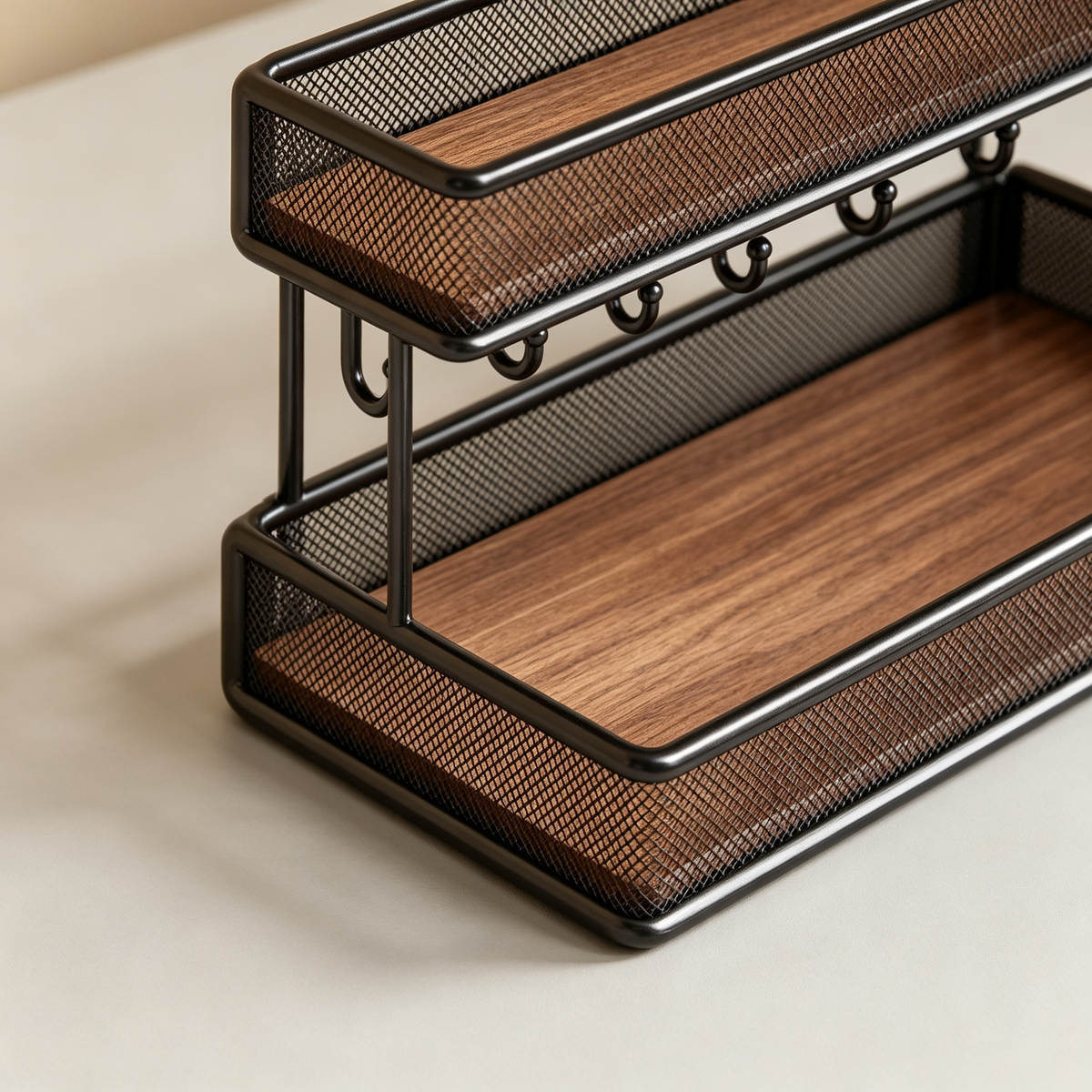 ✨ Home Storage | Metal Tiered Organizer Rack | Stylish Desktop Display for Modern Spaces