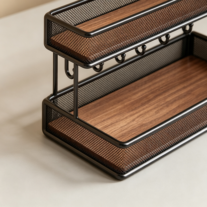 ✨ Home Storage | Metal Tiered Organizer Rack | Stylish Desktop Display for Modern Spaces