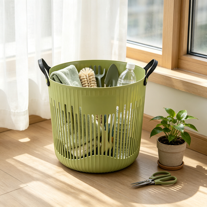 🧺 Home Essential | Plastic Laundry Basket | Ventilated Storage Solution for Modern Homes