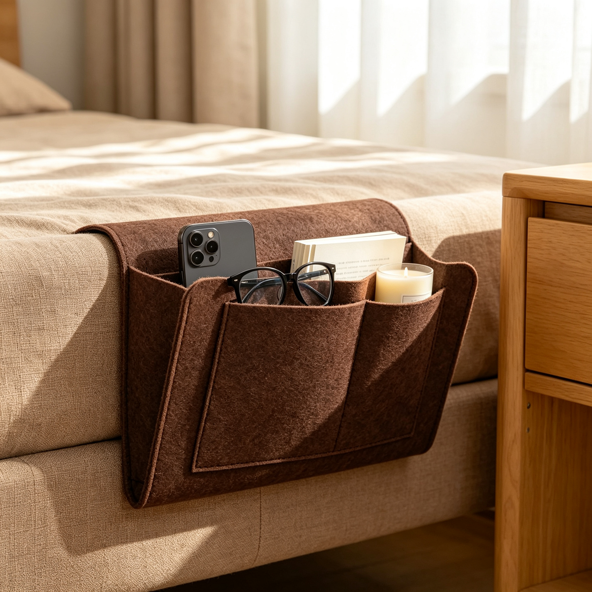 ✨ Space-Saving | Felt Bedside Organizer | Smart Storage Solution for Modern Homes