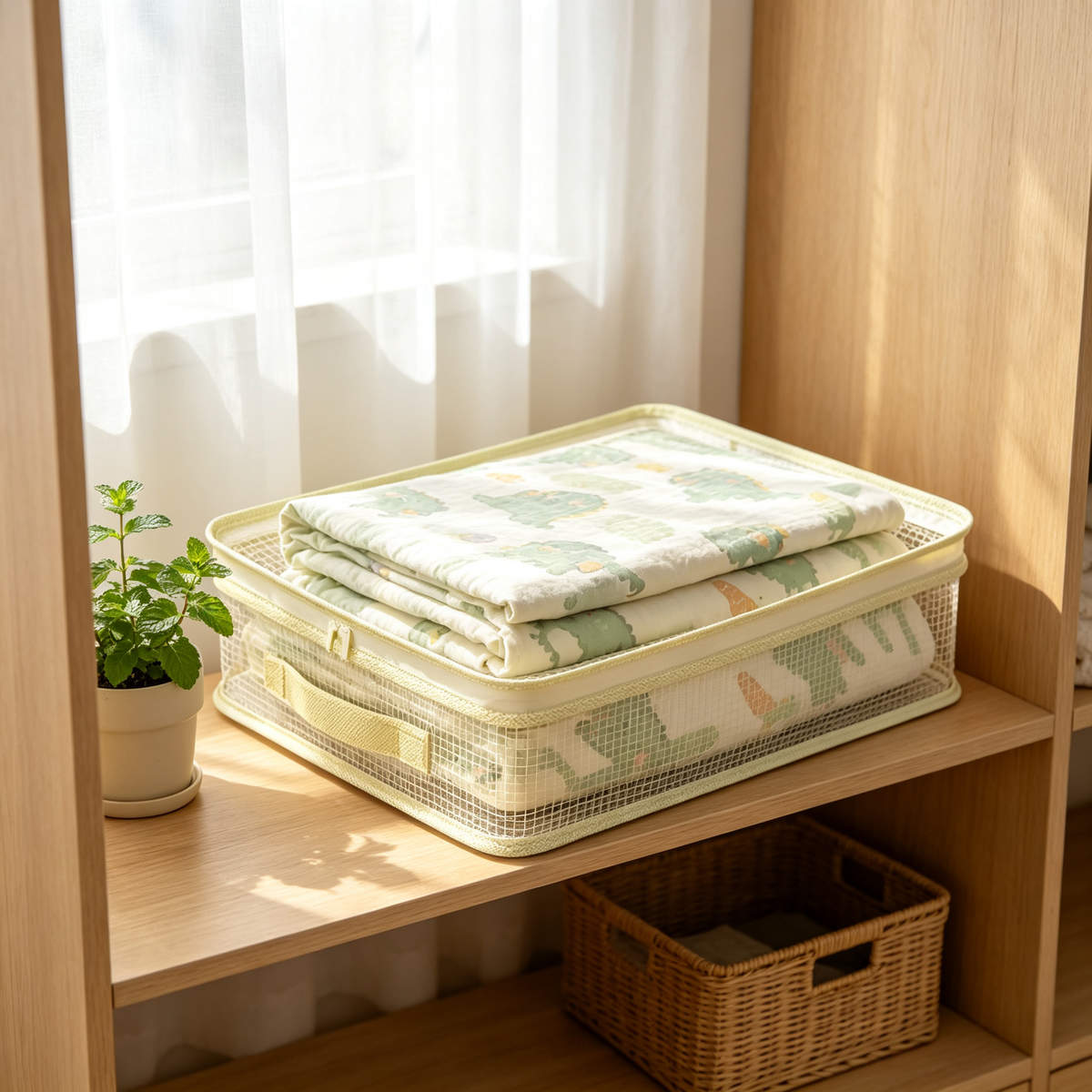 🌿 Home Essential | Mesh Fabric Bedding Storage | Space-Saving Closet Organization Solution