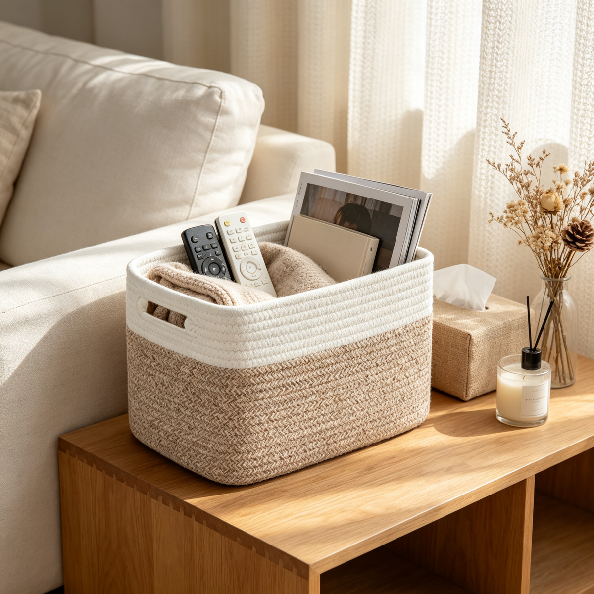 🧺 Home-Ready | Cotton Rope Woven Texture | Minimalist Laundry Storage