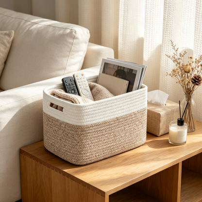 🧺 Home-Ready | Cotton Rope Woven Texture | Minimalist Laundry Storage
