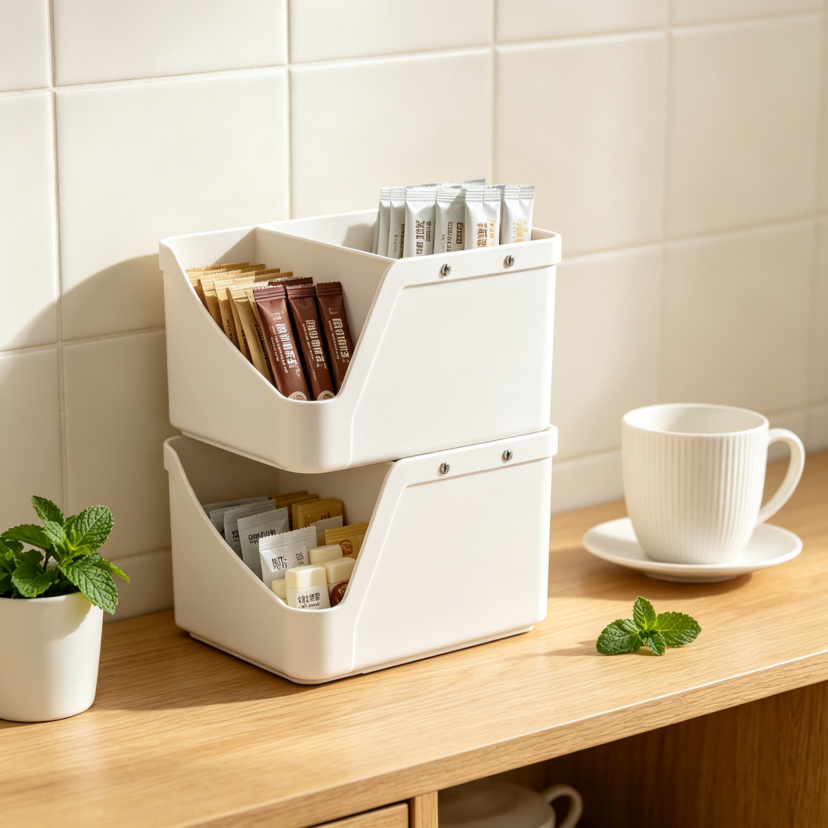 🏠 Home Organization | Stackable Plastic Storage Rack | Multi-Level Vanity Display for Modern Spaces