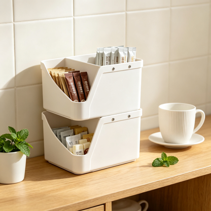 🏠 Home Organization | Stackable Plastic Storage Rack | Multi-Level Vanity Display for Modern Spaces