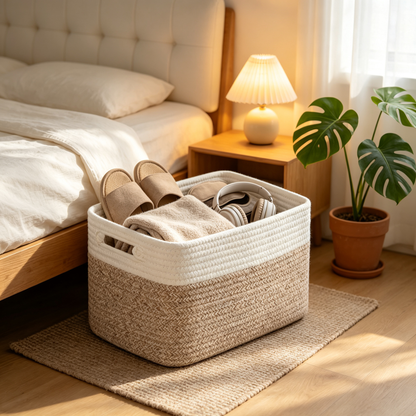 🧺 Home-Ready | Cotton Rope Woven Texture | Minimalist Laundry Storage