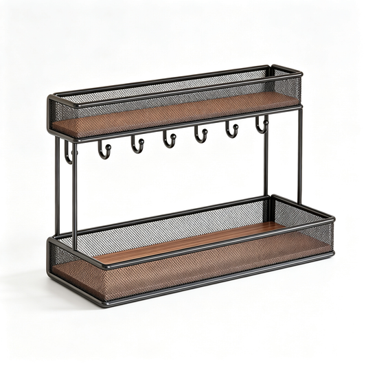 ✨ Home Storage | Metal Tiered Organizer Rack | Stylish Desktop Display for Modern Spaces
