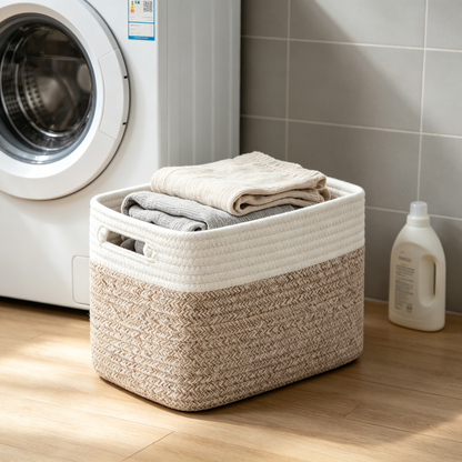🧺 Home-Ready | Cotton Rope Woven Texture | Minimalist Laundry Storage
