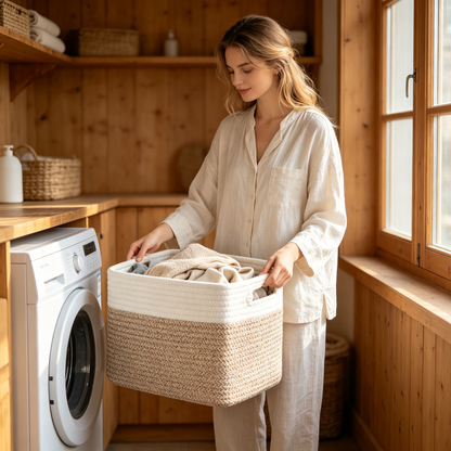 🧺 Home-Ready | Cotton Rope Woven Texture | Minimalist Laundry Storage