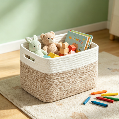 🧺 Home-Ready | Cotton Rope Woven Texture | Minimalist Laundry Storage