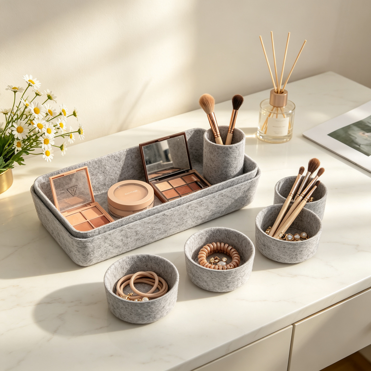 ✨ Home Storage | Felt Organizer Tray | Minimalist Desktop Storage for Everyday Spaces