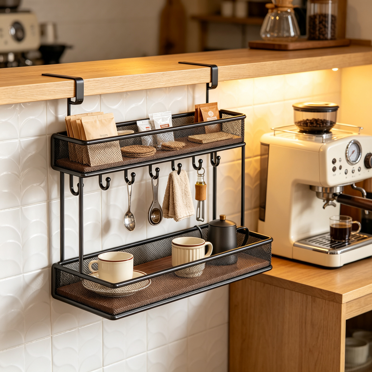 ✨ Home Storage | Metal Tiered Organizer Rack | Stylish Desktop Display for Modern Spaces